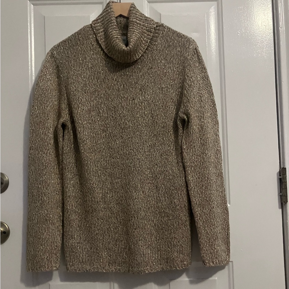 Chico’s -cowl neck, knit sweater / shimmer fabric